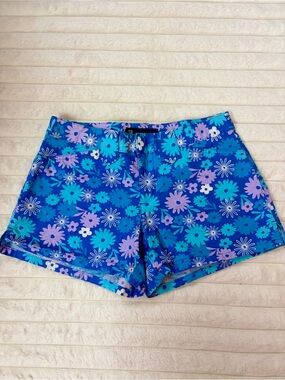 Blue Floral Women's Shorts - Lightweight Summer Fit